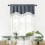 Highdi 1 Stück Kurzgardine Wohnzimmer Küchen, Stangentasche Kurzer Scheibengardinen für Kleine Fenster,Landhausstil Bistrogardine Küche Kurzgardinen (Dunkelgrau,45X150cm)