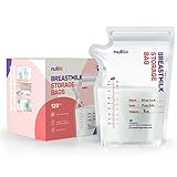 Nuliie 120 Stück Muttermilchbeutel, 250ml BPA-frei Muttermilch Aufbewahrung bag, Milchbeutel für Muttermilch mit Ausgießer für das Stillen, Selbststehender, Kann Eingefroren Werden, Platzsparendes