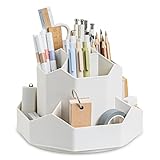 Newpop Schreibtisch Organizer, 360 Grad Drehbarer Stiftehalter, Stifte Organizer mit 9 Fächern, Stifteköcher, Stifthalter, Organizer Drehbar für Bürobedarf, Schreibwaren, Handwerk, Makeup