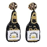 SKISUNO Vintage Perlen Pailletten ohrringe im Weinflaschen design Handgefertigte Statement ohrringe für Damen Einzigartige Elegante Schmuckstücke Geschenk für Weinliebhaber und Frauen