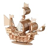 Segelboot Göteborg Holzpuzzle | 3D Puzzle | Modellbau | Modellbausatz Erwachsene ohne Klebstoff | Holzbausatz | Holz Baukasten | 53-teiliges | 16,5x5x15 cm (A)