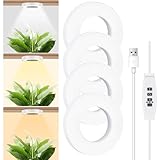 SciFiVisi 4 Stück Pflanzenlampe Led Vollspektrum, Pflanzenlicht mit Auto Timer 3 Farben 10 Helligkeiten, LED Pflanzenlampe für Zimmerpflanzen(Weiß 4 Köpfe)