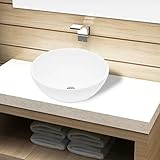 Xichuzi Waschbecken Keramik Weiß Rund, Aufsatzwaschbecken, Bathroom Sink, Waschtisch, Aufsatzbecken, Ablaufgarnitur - 141928