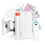 ORGBRO Mini Drucker für Smartphone, X3 Sticker Drucker Bluetooth mit 1 Rolle Aufkleber Papier, 300DPI Mini Printer Etikettendrucker Tragbarer Thermodrucker für Studie Notizen & Fotos, Weiß