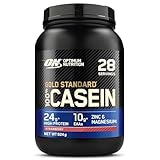 Optimum Nutrition Gold Standard 100% Casein langsam abbauendes Proteinpulver mit Zink, Magnesium & Aminosäuren, fördert Muskelwachstum & Reparatur über Nacht, Strawberry Delight, 28 Portionen, 924 g