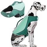 FUAMEY Hunde-Schwimmweste für Bootfahren, verstellbarer Hunde-Badeanzug mit Rettungsgriff, reflektierendes Wassersicherheits-Erhältnis, verbesserter Auftrieb, kleiner, mittelgroßer Hundemantel, Grün