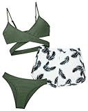 Adigau Mädchen Bikini Tankini Set 3-teilige Badeanzüge Bikini Top+Shorts +Slips Bademode Kinder Badebekleidung Schwimmanzug A3 14 Jahre
