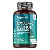Omega 3 Kapseln - 2000mg Fischöl mit 1100mg Omega-3, 660mg EPA & 440mg DHA pro Portion - 240 Softgels - Ohne Gentechnik, Glutenfrei, Laktosefrei - WeightWorld