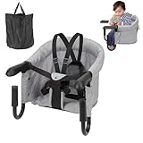 Peviasot Tischsitz Baby, Faltbarer Kindersitz, mit Tragetasche | für zu Hause und unterwegs, Belastbarkeit 18kg, Grau