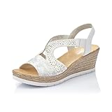 Rieker Damen Pantoletten 61916, Frauen Slipper,Mules,Gartenschuhe,Sommerschuhe,sommerclogs,Schlupfschuhe,schluepfschuhe,Weiss (80),37 EU / 4 UK