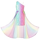 Mädchen A-Linie Maxikleid Casual Party Festlich Hochzeit Kinderkleidung Süß Kleid Prinzessin Kleid 7 Jahre Regenbogen