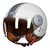 KEFFOR Retro Motorrad Halber Helm Herren Damen, Motorradhelm Mit Visier, Halboffener Helm, Klapphelme, Jethelm, Rollerhelm Chopperhelm Scooterhelm DOT/ECE-Zugelassen (Color : E)
