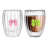 Minging Latte Macchiato Gläser, 2 Stück 350ml Doppelwandige Kaffeegläser Thermotasse Thermogläser Teegläser Doppelwandig Teegläser Kaffeetasse Thermoglas Teeglas Doppelwandig Kaffee Gläser