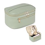 TANTOMI Kosmetiktasche Damen Kosmetikkoffer Schminktasche Schminkkoffer Damen mit Griff und Teiler Tragbare Kosmetik Organizer Tasche für Geeignet für Reisen Weggehen,Grün