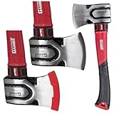 Gambit Tools Holzbeil, 675g, 36,5 cm, Axt mit DREI-Komponenten Stiel und Klingenschutz, Rot-Schwarz