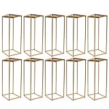 Royyalpa 10er-Set Goldene Metall Blumenständer 80x30x30 cm – Säulenförmige Blumensäulen für Hochzeit, Party & Event – Elegante Tischdekoration für Blumenarrangements