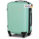 Xonic Design Boardcase Reisekoffer - Hartschalen-Koffer mit 360° Leichtlauf-Rollen - hochwertiger Kabinen-Trolley mit Zahlenschloss - Hand-Gepäck in 55x35x20cm ((Boardcase Pastell Mintgrün, S))