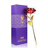 ALLOMN Rose, künstliche Blumen, 24K vergoldete Rose mit Geschenkbox Valentinstag Muttertags Weihnachtsgeburtstag (Rot)