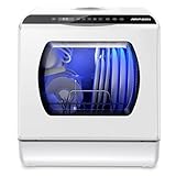 AIRMSEN Mini Geschirrspüler Tischgeschirrspüler mit 5+1 Programme 5L Wassertank, 2 Wege Wasserversorgung, Touch Control & LED-Display, Geeignet für Hausküchen, Wohnungen, Schlafsäle, Weiß