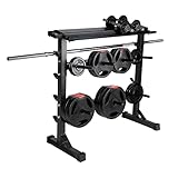 Ultrasport Hantelablage Ablage von Hantelscheiben, Kurzhanteln & Langhanteln, auf 3 Ebenen, inkl. Handtuchhalter, Haken & Schublade für Zubehör, stabiles Stahlgestell, bis 300 kg belastbar