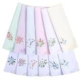 12 Stück Stofftaschentücher Damen, Taschentuch Taschentücher Baumwolle, Florales Spitzen-Taschentuch, Farbe Vintage-Blumen-Taschentuch Bestickte Taschentücher Florale Taschentücher für Hochzeitsfeier