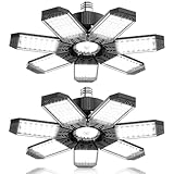 HAPYLUMI Garagenlampe LED 200W, 2Stück 20000LM Hell Werkstattlampe Mit 7 Einstellbar Panel, E26 E27 LED Werkstatt Deckenleuchte 6500K Kaltweiß, Deckenleuchte für Keller Stadel Lagerhalle Geschäft
