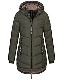 Sublevel Damen Winter Jacke Mantel Parka Steppjacke Steppmantel Wintermantel, Farbe:Olive, Größe:XXL (44)