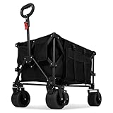 GRANNY SAYS Bollerwagen faltbar mit Bremsen, 150L großes Fassungsvermögen Faltbarer Bollerwagen, Handcart mit Seitentaschen Getränkehalter Verstellbarem Griff, Bollerwagen Strand, Camping, Gärten