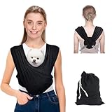Trendecor Hundetragetasche, Hundetragetuch für Kleine Hunde Verstellbarem Riemen Hundetasche Tragetuch Hund Bis 9kg für Hunde und Katzen Spaziergänge Aktivitäten im Freien (Schwarz)