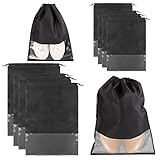 8 Stück Schuhbeutel Reise, 2 Größen Schuhtasche Reise, Schuhsack mit Transparentes Fenster Zugband Wasserdicht Staubdicht Koffer Organizer für Trennung von Schuhen Kleidung