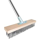 Freyeeti Stahldrahtbesen mit Teleskopstiel (160cm), Drahtbesen zur Moosentfernung mit Stiel, 30cm Straßenbesen zum Entfernen von Moss, Unkraut und Pflastersteine, für Garten, Deck, Terrasse