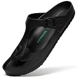 SAGUARO Herren Zehentrenner Hausschuhe Damen Sandalen Sommer Eva Pantoletten Flach Clogs Strand Slippers Schwarz 45