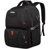 HILUSEN Rucksack Herren 50L Groß Arbeitsrucksack 17,3 Zoll Laptop Rucksack mit USB Ladeanschluss für Reisen Business Reisen Männer Frauen Jungen Teenager Schwarz