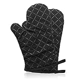 Premium Anti-Rutsch Ofenhandschuhe (1 paar) bis zu 240 °C - Silikon Extrem Hitzebeständige Grillhandschuhe BBQ Handschuhe - Backofen Handschuhe, zum Kochen, Backen, Barbecue Isolation Pads, Schwarz