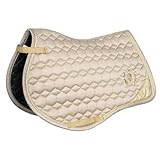 EQUESTRIAN QUEEN Schabracke, Anatomisch geformte Dressurschabracke mit Glitter Mesh, atmungsaktiv, mit Logo - Milan Bamboo 25AW (Beige, Vielseitigkeit)