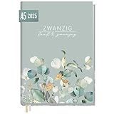 Häfft® Chäff-Timer Classic Kalender 2025 A5 'Minty Leaves' Buchkalender, Terminplaner, Terminkalender, Wochenplaner für 12 Monate: Jan. 2025 bis Dez. 2025 - nachhaltig & klimafreundlich