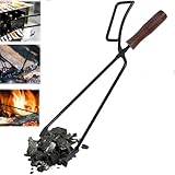 Cerkkapo Kaminzange, 40cm Schwerlast Kaminholzzange, Feuerholzzange kaminzubehör Kaminbesteck Anti-Verbrühung Lange Brennholzzange Kaminzange Feuerholzzange für Lagerfeuer und Kaminöfen
