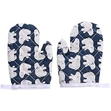 HOODANCOS Hitzebeständige Ofenhandschuhe Küchenhandschuhe mit Anti rutsch Schutz Dicke Isolierte Backhandschuhe für Kochen Grillen Backen mit Praktischem Aufhängeloch Waschbar für Haushalt