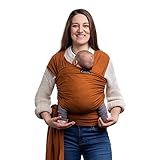 CuddleBug Tragetuch Baby Neugeborene - Elastisches Babytrage Neugeborene ab Geburt & Kleinkinder bis 16Kg - Einfach zu binden (Braun/Brown)