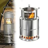 QEENTOE Camping Kocher & Grill in Einem | Raucharme Feuertonne aus Edelstahl | Kompakt & Tragbar (20x30.5cm) | Inkl. Transporttasche