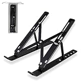 Funktionaler Notebook Ständer für MacBook Pro/Air, HP, Sony, Dell & alle 10' - 15,6' Laptop & Tablet-PC, mehrstufig höhenverstellbar, belüftetes offenes Aluminiumgestell, faltbar, Schutzhülle, schwarz