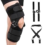 Mathgetin Knieorthese mit Gelenkschiene, Postoperative Kniebandage, Verstellbare Orthopädische Stütze, Schwarz (M)