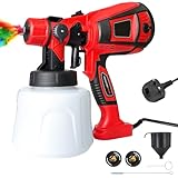 Farbsprühsystem, 800W Elektrisches Lackierpistole mit 1400ML Behälter, Zaun Farbspritzgerät mit 3 Düsen und 3 Muster Farbsprühgerät, HVLP Elektrische Spritzpistole für Gartenzaun, Wände, Möbel, Decke