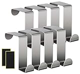 Homewit Türhaken Edelstahl 8er Set,Reversible Haken Verwendbar Ohne Bohren 1mm Dicke Türhaken Kleiderbüge +16 Schaumschutzpolster für Küchenschränke Kommodenschublanden Küche Badezimmer Usw