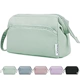 Narwey Kulturtasche Damen Kulturbeutel Kosmetiktasche Schminktasche Reise Make-up-Tasche mit Weit Offener Tasche für Damen Frauen (Minzgrün)