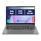 Lenovo IdeaPad 3 Notebook 39,6 cm (15,6 Zoll), FHD (1920 x 1080), Intel Core i3-1215U, 8 GB RAM, 512 GB SSD, Windows 11 Home, WiFi 6 – Arctic Grey, exklusiv von Amazon