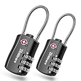 2 Stück TSA-zugelassene Gepäckschlösser, Legierung, Kombinationskabel-Vorhängeschloss, Metall, 3-stelliges wasserdichtes Schloss, TSA-akzeptiert, schlüssellos, rücksetzbares Schloss für Schließfächer