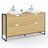 IDMarket - Doppelwaschbecken für Badezimmer, Detroit mit 4 Schubladen, industrielles Design
