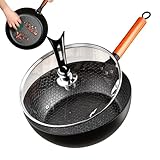 Gusseisenpfanne | Eisenpfannen zum Kochen mit Deckel, handgefertigt, gehämmert, Kochgeschirr für Esszimmer, Familie, Backen, Outdoor, Camping, Induktionsherd, Wohnung, Picknick, Zuhause