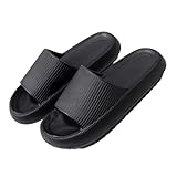CATIEBYE Unisex Massage Hausschuhe mit Dicker Sohle Rutschfest Atmungsaktiv Bequeme Badeslipper für Damen und Herren Leichte Komfort Badelatschen für Badezimmer und Zuhause Schwarz